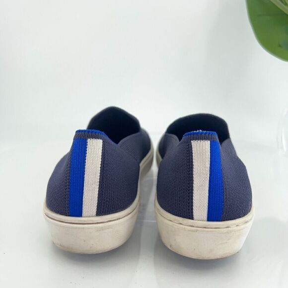 Rothy's Women's The Original Slip On Sneaker Size 6 Blue White Knit Shoe - Picture 3 of 14
